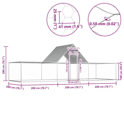 Vidaxl Gallinero Acero Galvanizado 6x2x2 M_2