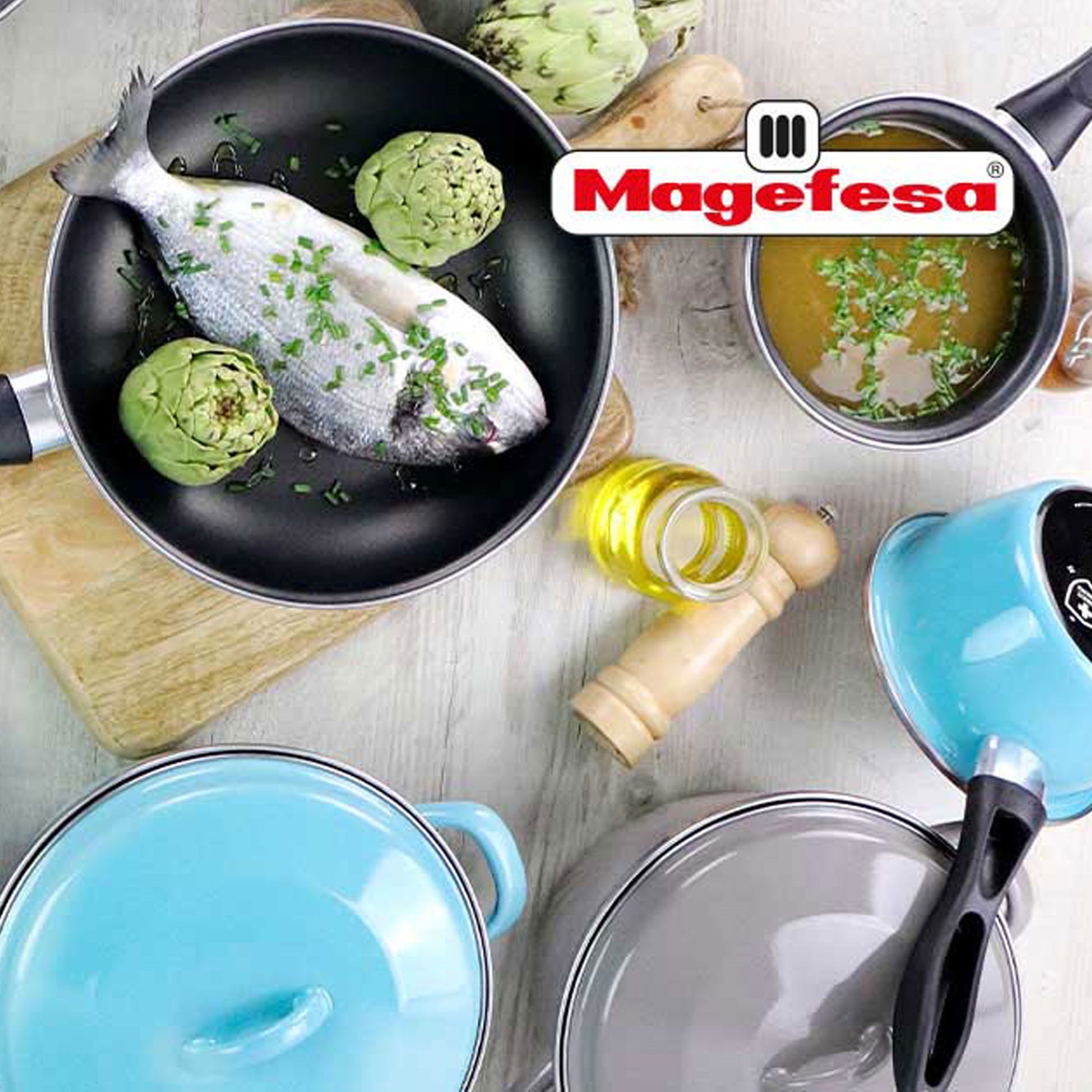 Magefesa Colección Higiénico Cazo 16 En Acero Esmaltado Vitrificado, Apto Inducción Y Lavavajillas_1