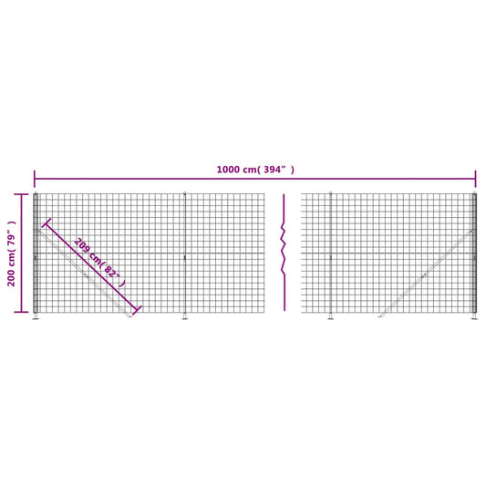 Cerca De Alambre Con Brida Gris Antracita 2x10 M / Vetonek_0