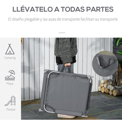 Outsunny Tumbona Plegable Con Respaldo Ajustable En 5 Niveles 187x55x24 Cm Gris_5