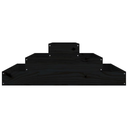 Jardinera De Madera Maciza De Pino Negro 80x80x27 Cm_4