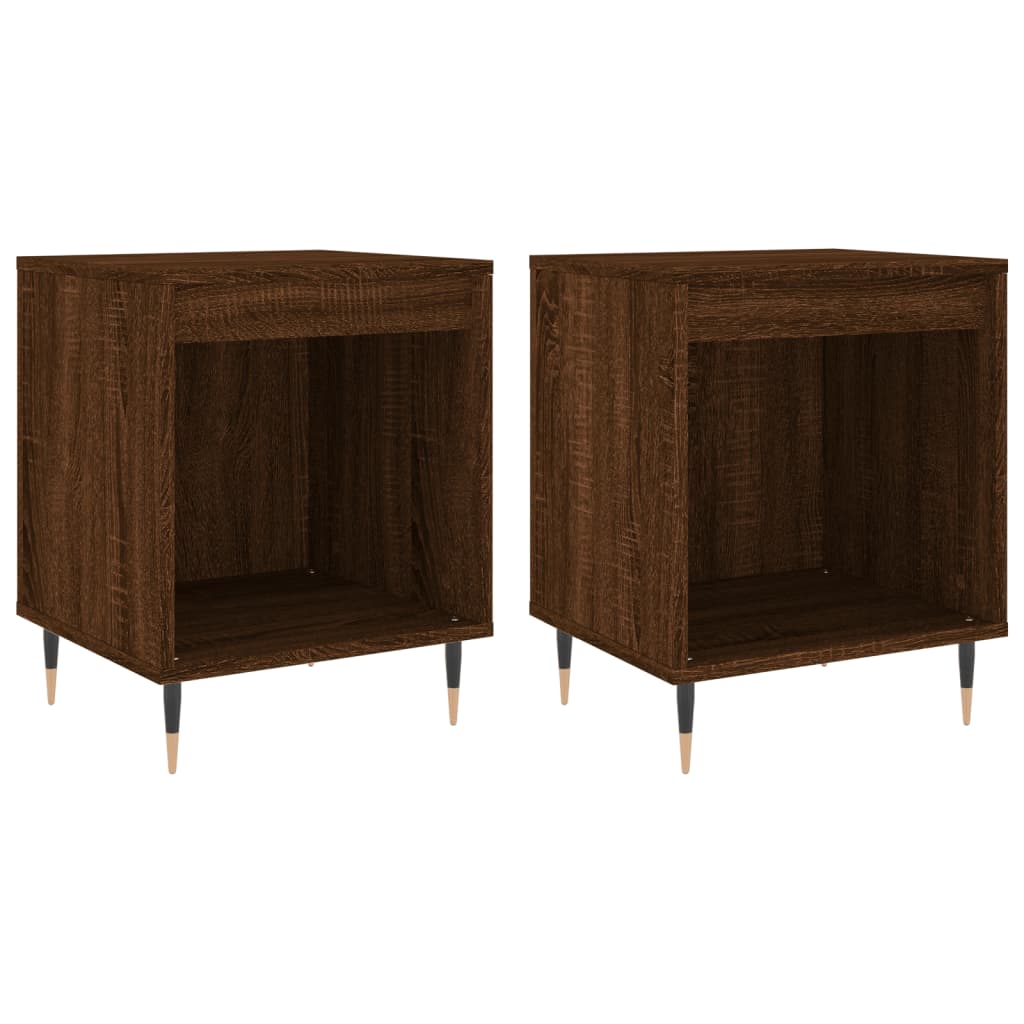 Mesitas Noche 2 Uds Madera Ingeniería Marrón Roble 40x35x50 Cm_0