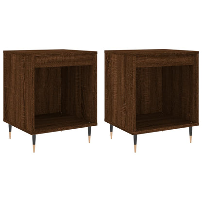 Mesitas Noche 2 Uds Madera Ingeniería Marrón Roble 40x35x50 Cm_0
