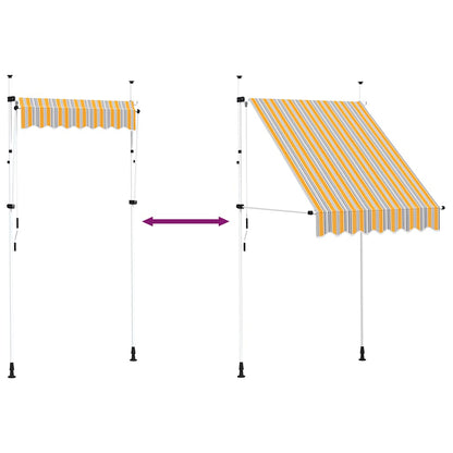 Toldo Manual Retráctil 150 Cm Amarillo Y Azul Rayas_5