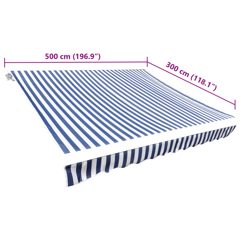 Tela De Repuesto Para Toldo Azul Y Blanco 5x3 M Poliéster_4