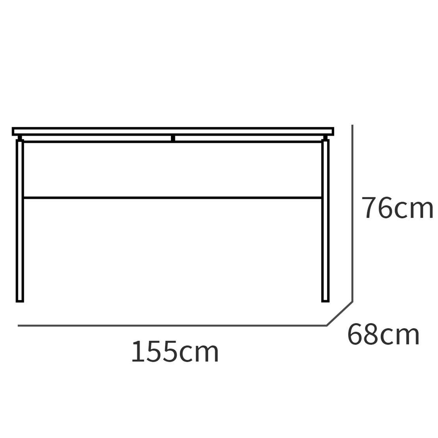 Escritorio, Mesa De Ordenador Oficina, Estudio 76 X 155 X 68 Cm, Despacho, Habitación, Desk, Briebe, Zenith, Blanco_5