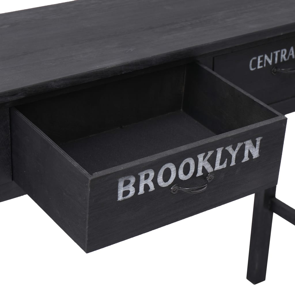 Mesa Consola De Madera Negro 90x30x77 Cm_3