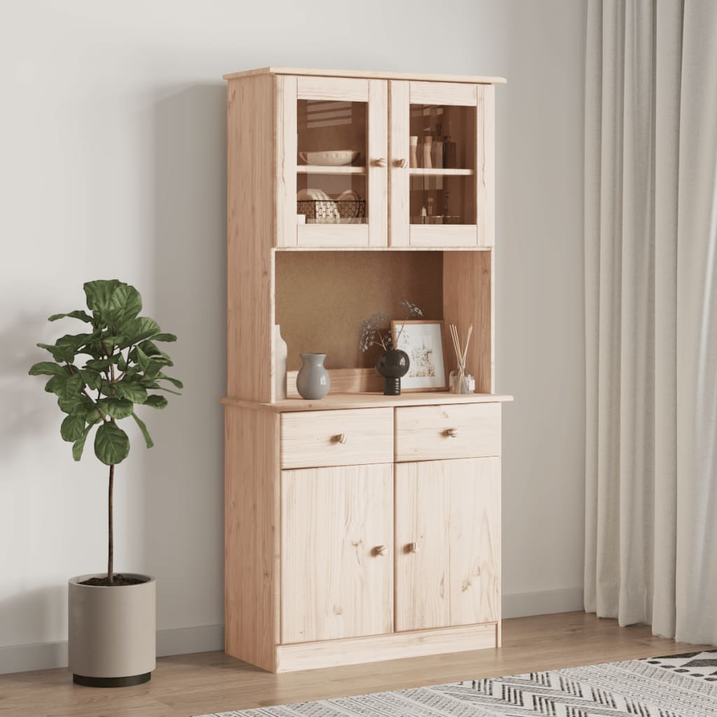 Aparador Alto Alta Madera Maciza De Pino 77x35x165 Cm_0