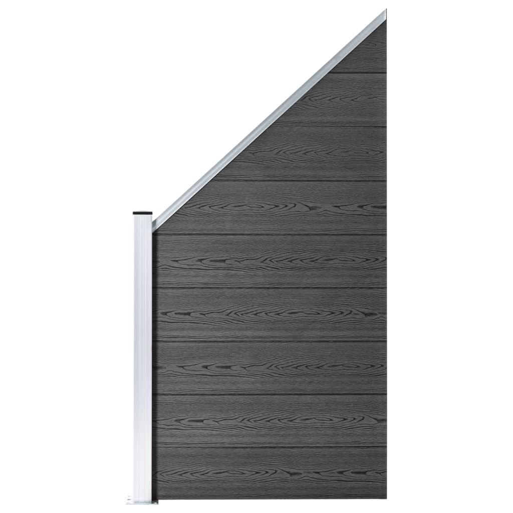 Set De Paneles De Valla Wpc Negro 1830x(105-186) Cm / Vetonek_4