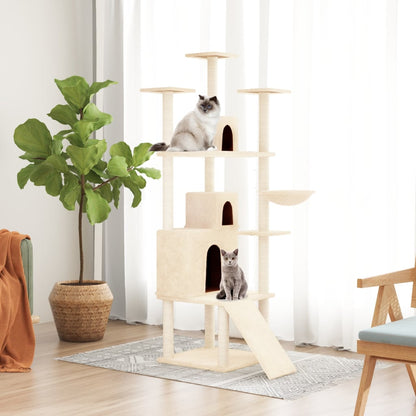 Rascador Para Gatos Con Postes De Sisal Crema 175 Cm_1