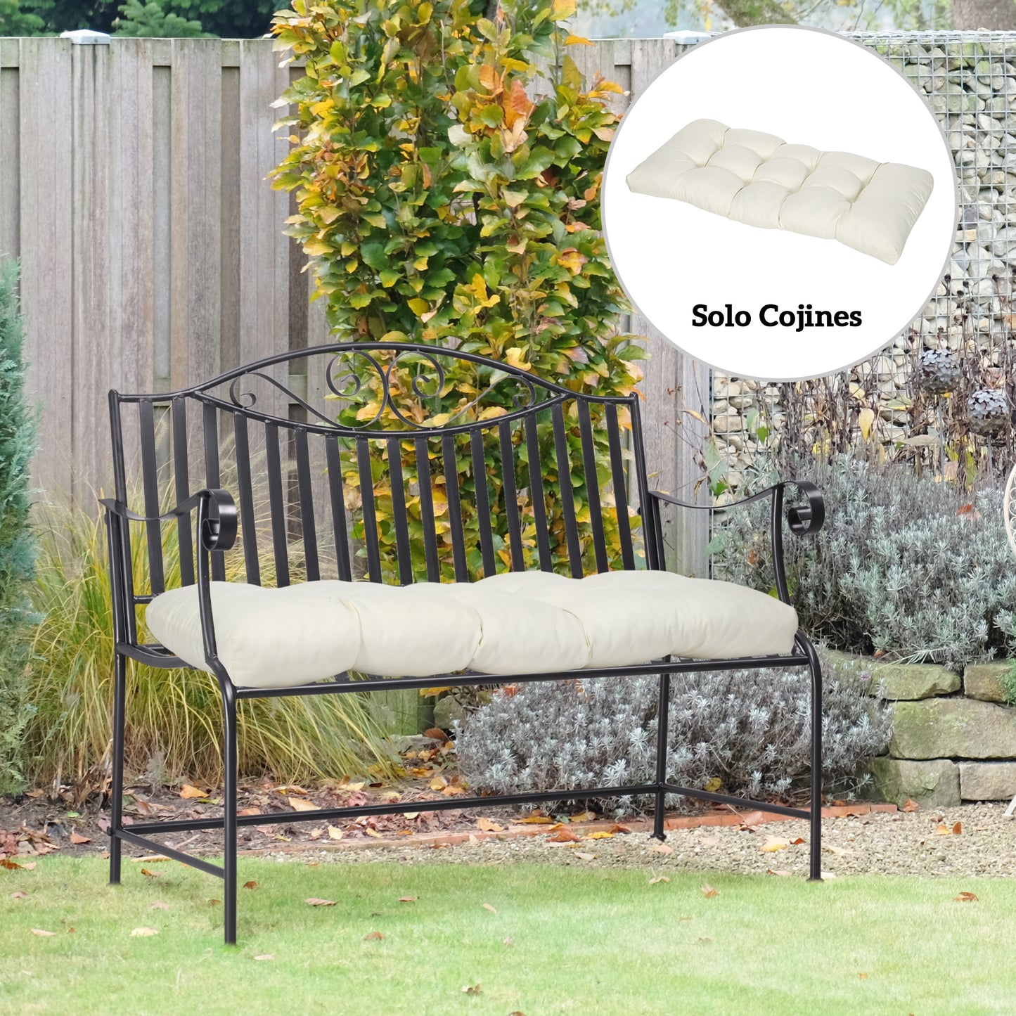 Outsunny Cojín Para Banco 2 Plazas 110x48x8 Cm Para Interiores Exteriores Crema_1