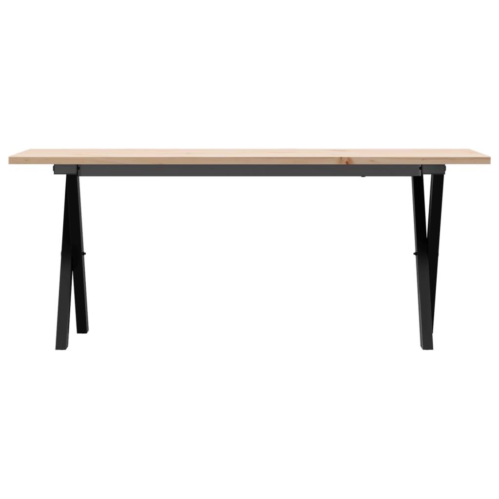 Mesa De Centro Marco X Madera Maciza Pino Y Acero 110x40x45 Cm_2