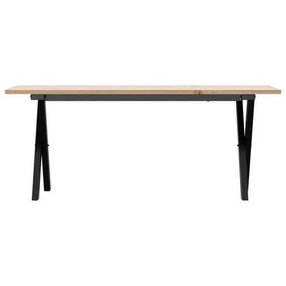 Mesa De Centro Marco X Madera Maciza Pino Y Acero 110x40x45 Cm_2
