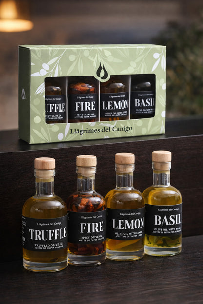 Título: Pack De Aceites De Oliva Infusionados 4 × 100 Ml – Picante, Trufa, Limón Y Albahaca_2