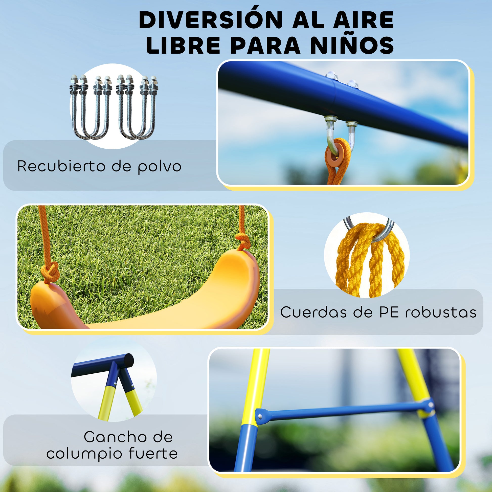 Aiyaplay Columpio Infantil 3 En 1 Clásico Y De Pie Y Aros De Gimnasia Multicolor_5