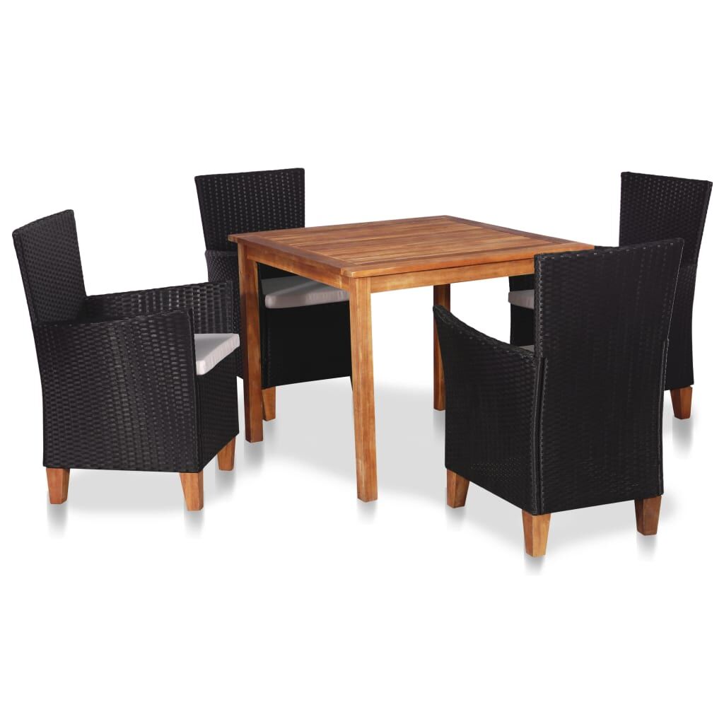Vidaxl Set De Comedor De Jardín 5 Pzas Ratán Sintético Negro Y Marrón_0