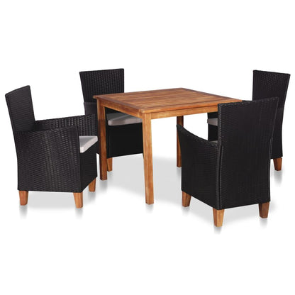 Vidaxl Set De Comedor De Jardín 5 Pzas Ratán Sintético Negro Y Marrón_0