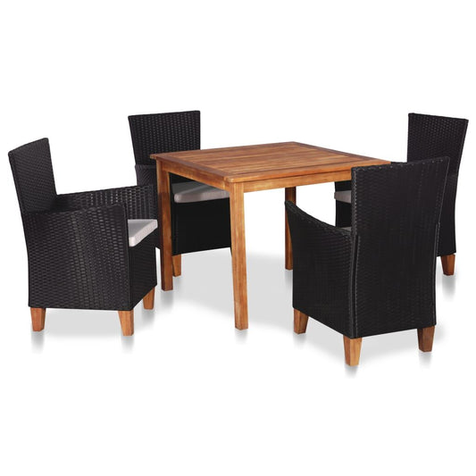 Vidaxl Set De Comedor De Jardín 5 Pzas Ratán Sintético Negro Y Marrón_0
