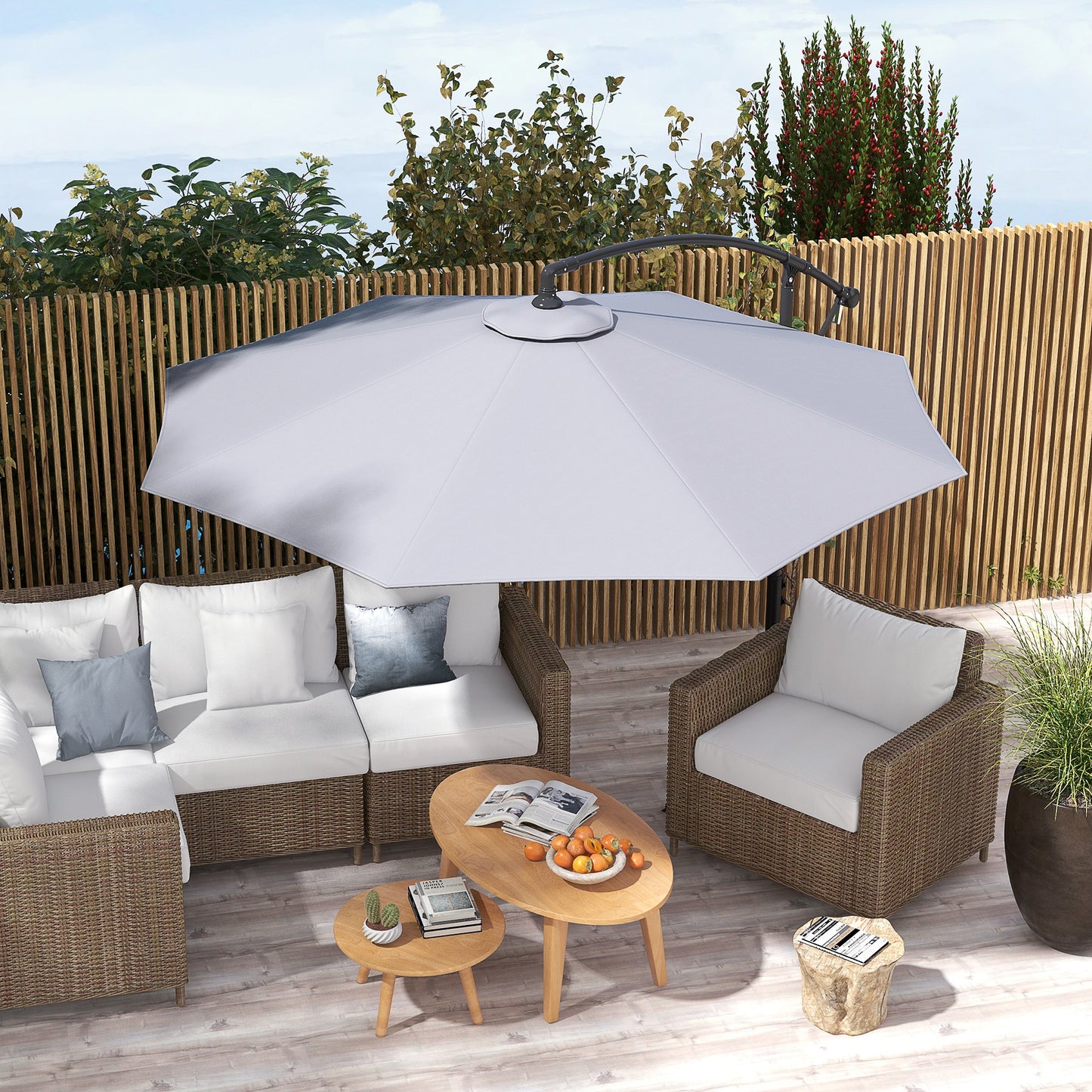 Outsunny Toldo De Recambio De Sombrilla De 3 M Con Ventilación Superior Gris_1