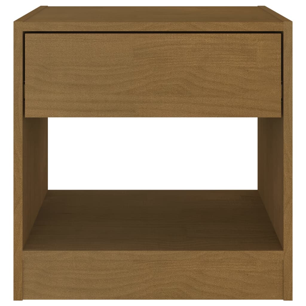 Mesita De Noche Madera Maciza De Pino Marrón Miel 40x31x40 Cm_2