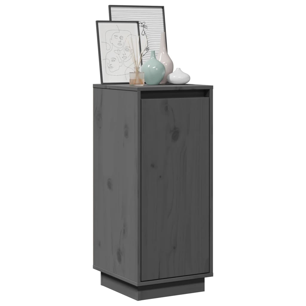 Aparador De Madera Maciza De Pino Gris 31,5x34x75 Cm / Vetonek_3