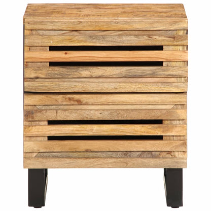 Mesita De Noche De Madera Maciza De Mango Rugosa 40x34x46 Cm_0