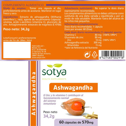 Ashwagandha 570 mg Sotya 60 Capsulas
