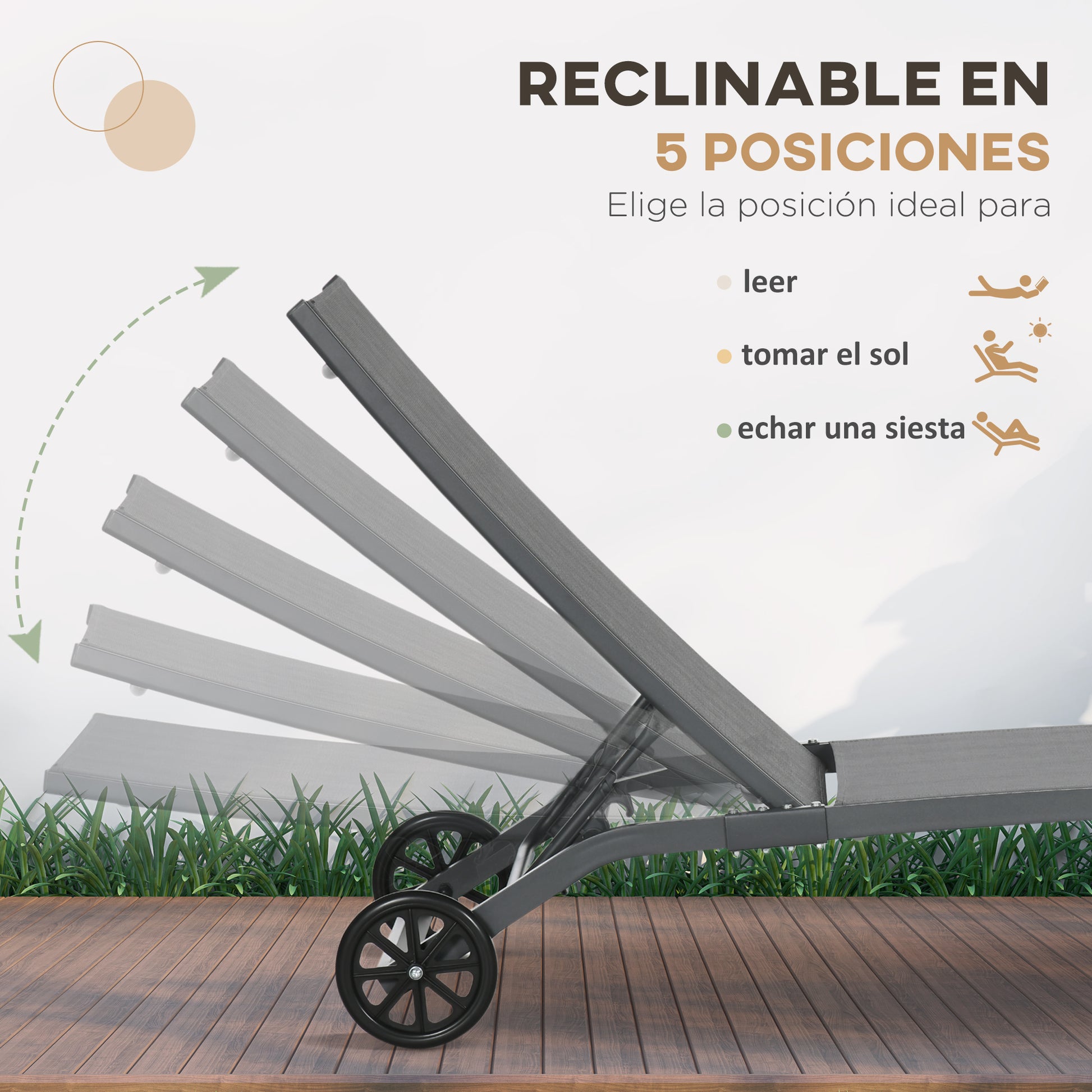 Outsunny Juego De 2 Tumbonas Reclinables De Jardín 165x66x102 Cm Gris Oscuro_4