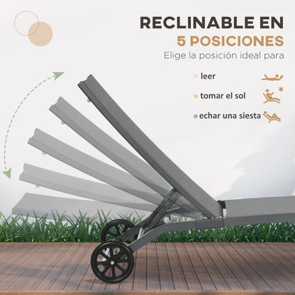 Outsunny Juego De 2 Tumbonas Reclinables De Jardín 165x66x102 Cm Gris Oscuro_4