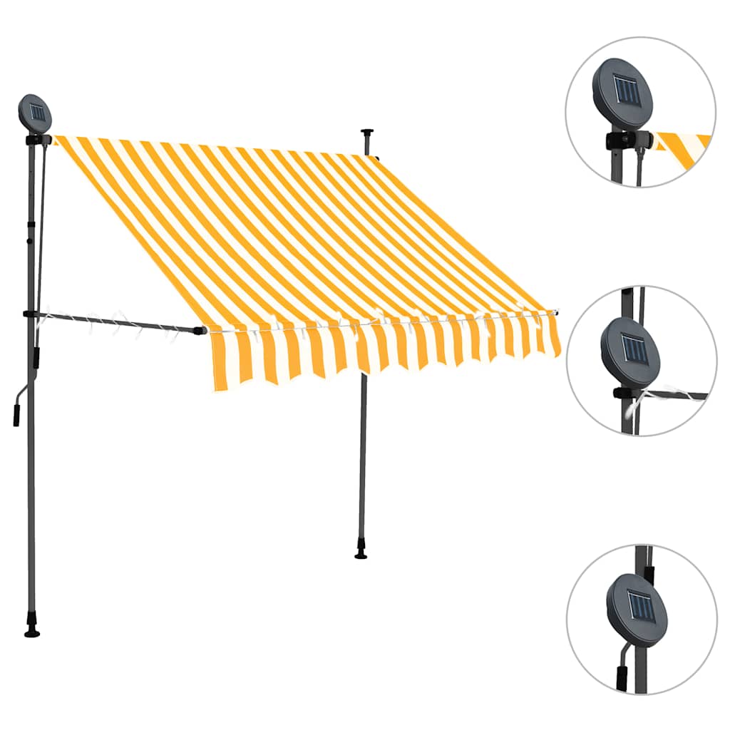 Toldo Manual Retráctil Con Led Blanco Y Naranja 100 Cm_2