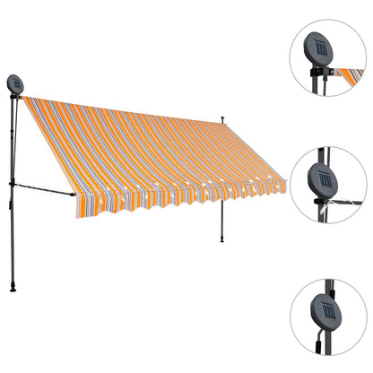 Toldo Retráctil Manual Con Led Amarillo Y Azul 350 Cm_2