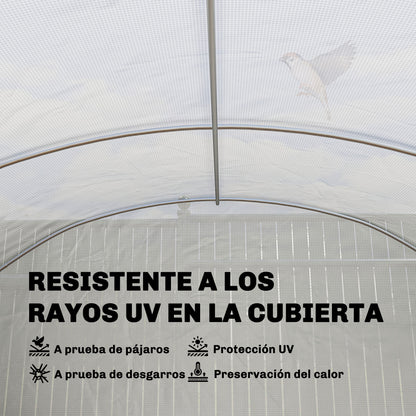 Outsunny Invernadero De Túnel 6x3x2 M Con 3 Puertas Enrollables Ventanas Blanco_5