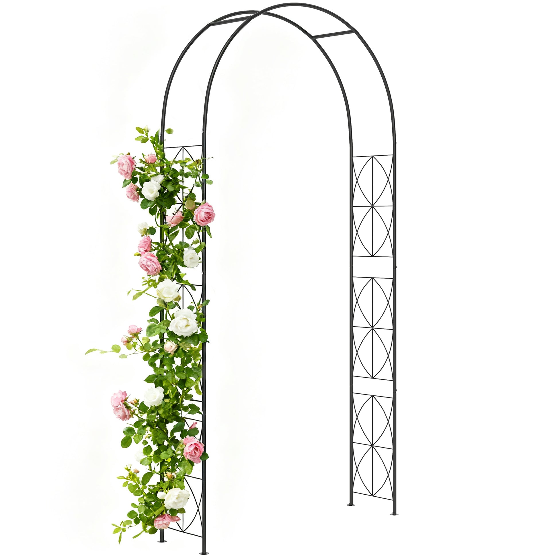 Outsunny Arco De Jardín De Metal Diseño Enrejado 114x30x230 Cm Negro_0