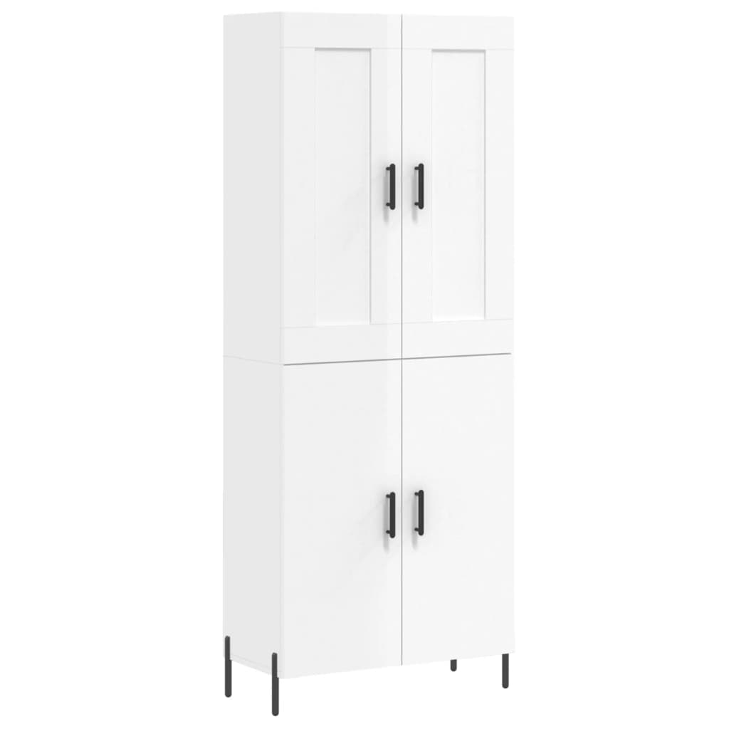 Aparador Alto Madera Contrachapada Blanco Brillo 69,5x34x180 Cm_1