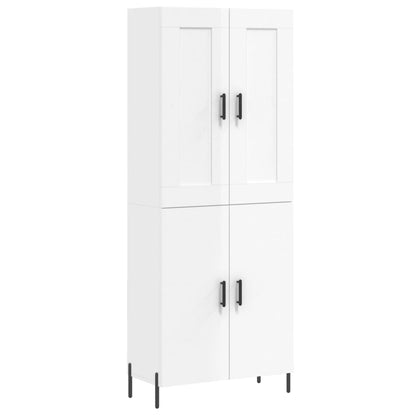 Aparador Alto Madera Contrachapada Blanco Brillo 69,5x34x180 Cm_1