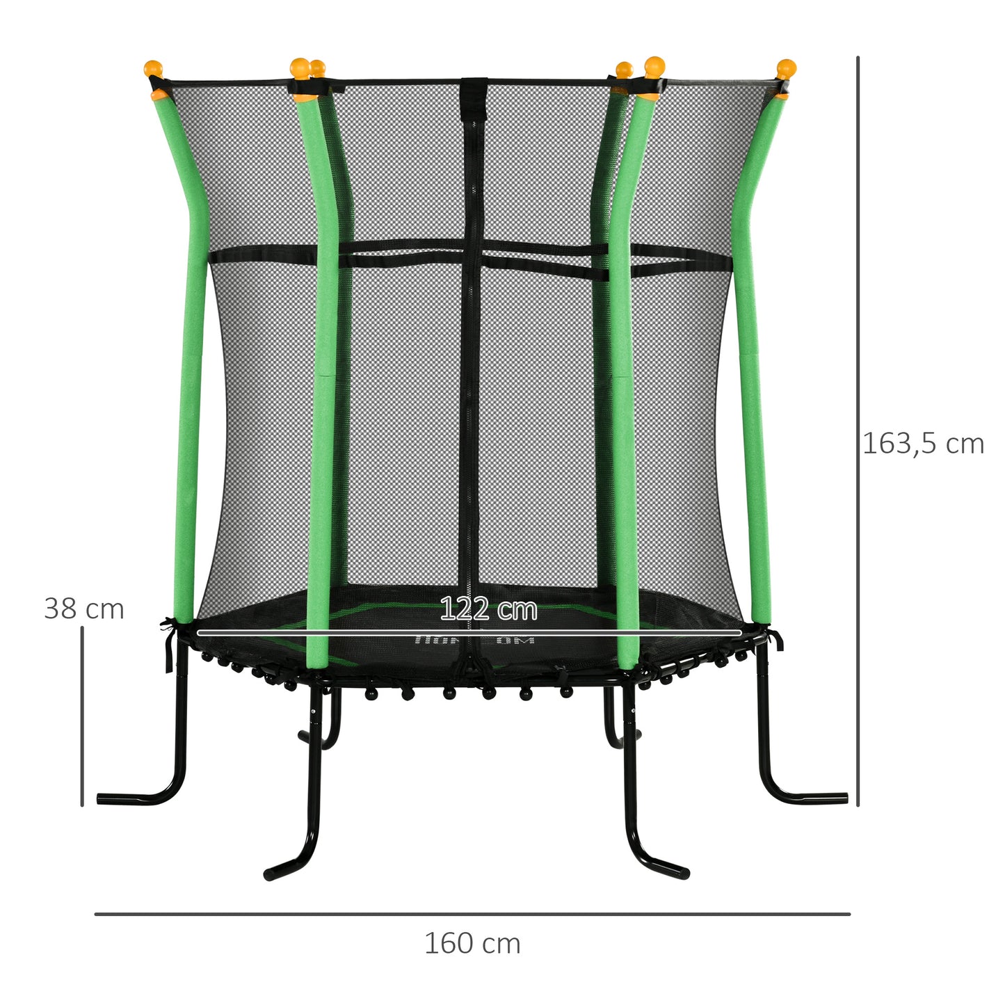 Homcom Trampolín Infantil Con Red De Seguridad Ø163,5x163,5 Cm Verde_2