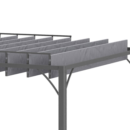 Outsunny Pérgola 4x3 M Con Diseño De Lamas Superior Giratorio Hasta 135° Gris_4