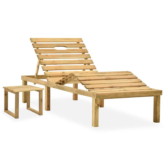 Tumbona De Jardín Con Mesa De Madera De Pino Impregnada_0