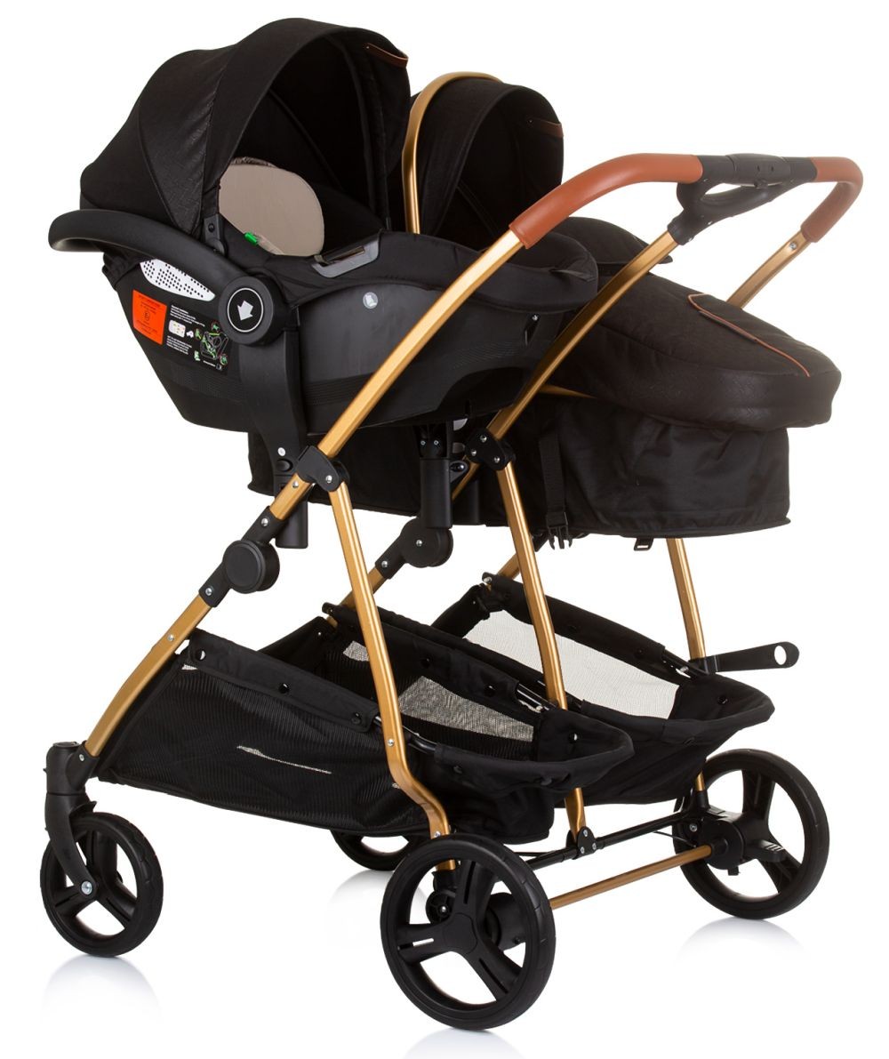Carrito De Bebé Gemelar Dúo Smart Con 1 Grupo 0+ Obsidian Gold_4