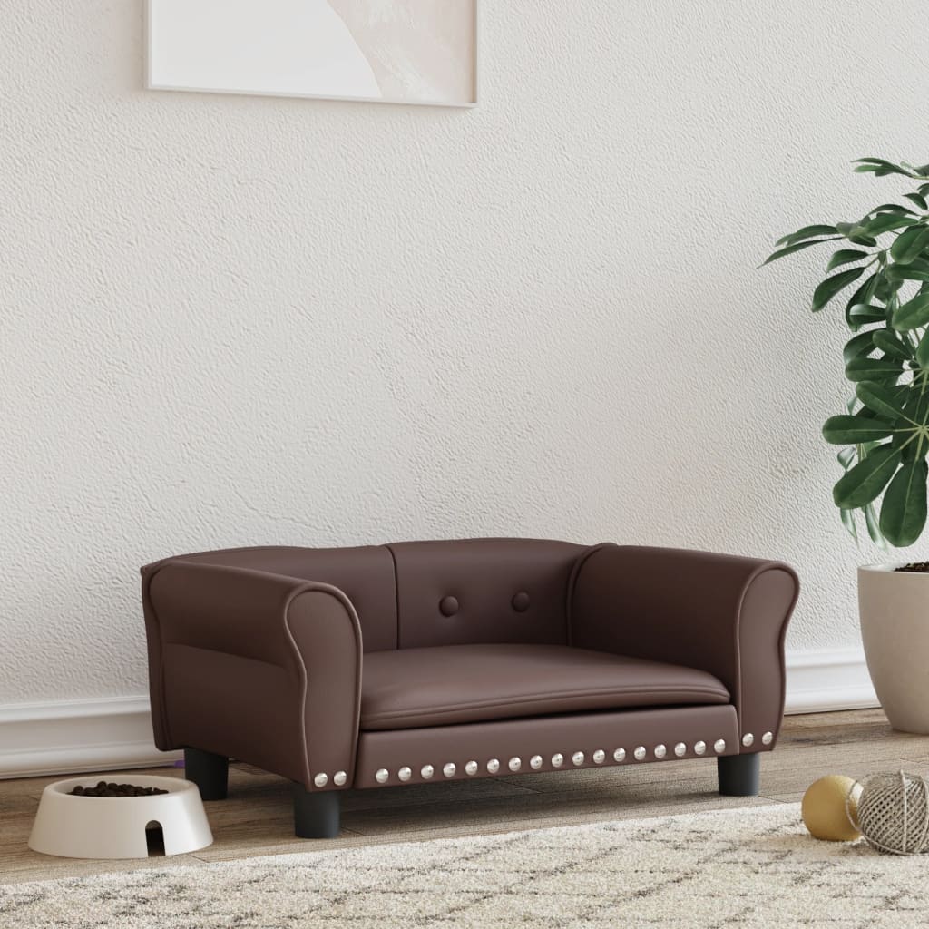 Cama Para Perros De Cuero Sintético Marrón 70x45x30 Cm / Vetonek_2
