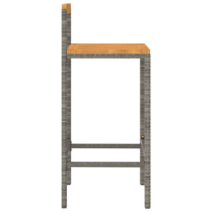 Taburetes Altos 4 Uds Madera De Acacia Y Ratán Sintético Gris_3