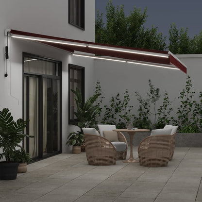 Toldo Retráctil Automático Con Luces Led Burdeos 500x350 Cm_2