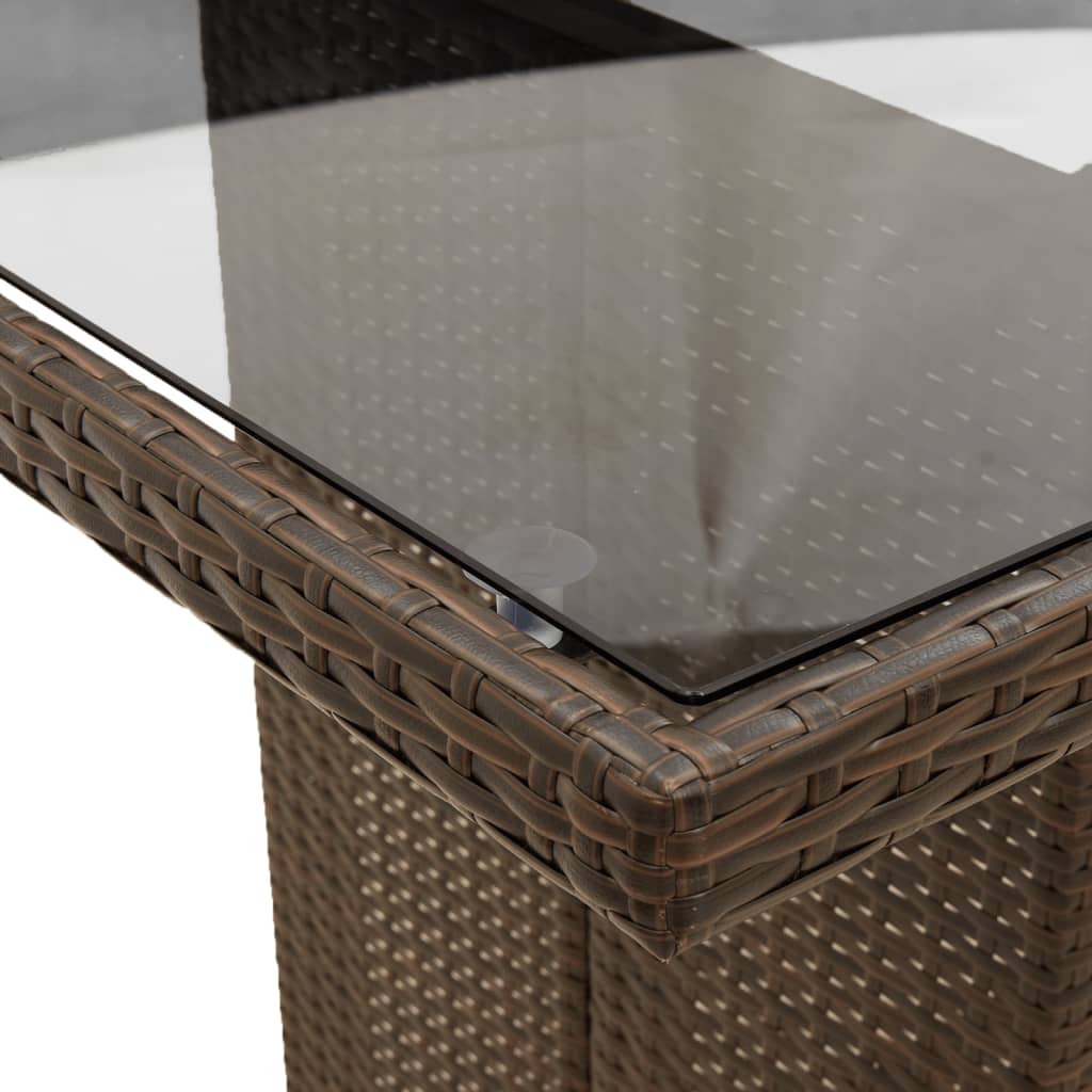 Set Comedor Para Jardín 9 Pzas Y Cojines Ratán Sintético Marrón / Vetonek_0