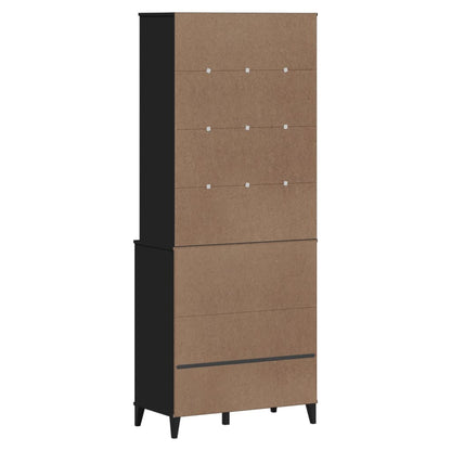 Aparador Alto Viken Madera Maciza De Pino Negro 80x40x200 Cm / Vetonek_3