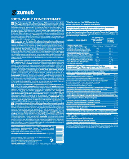 Zumub 100% Whey Concentrate 500 G  - Plátano