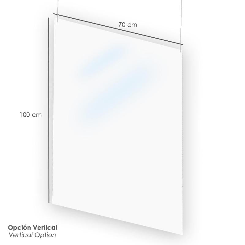 Mampara Protectora  Colgar Techo  Policarbonato 3 Mm. Trasnparente. Medida 70x100 Cm.