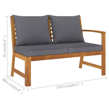 Vidaxl Banco De Jardín Madera De Acacia Y Cojines Gris Oscuro 114,5 Cm_5