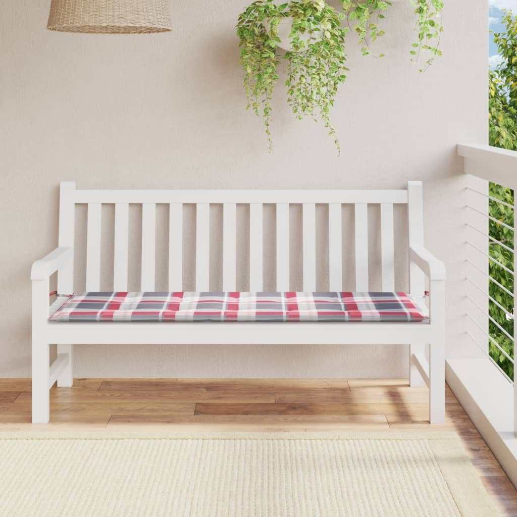 Vidaxl Cojín De Banco De Jardín Tela Oxford A Cuadros Rojo 150x50x4 Cm_1