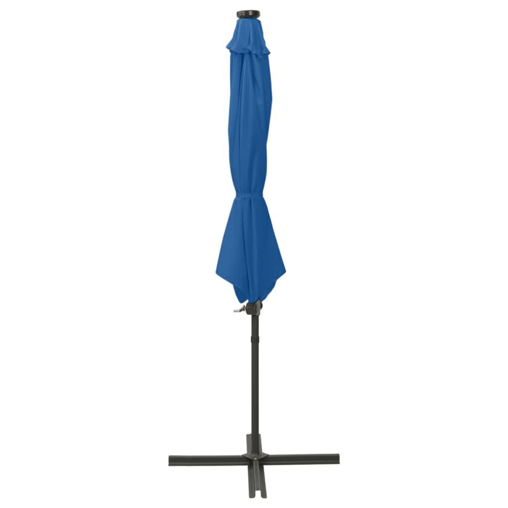 Vidaxl Sombrilla Jardín Voladiza Palo Y Luces Led Azul Celeste 300 Cm_1