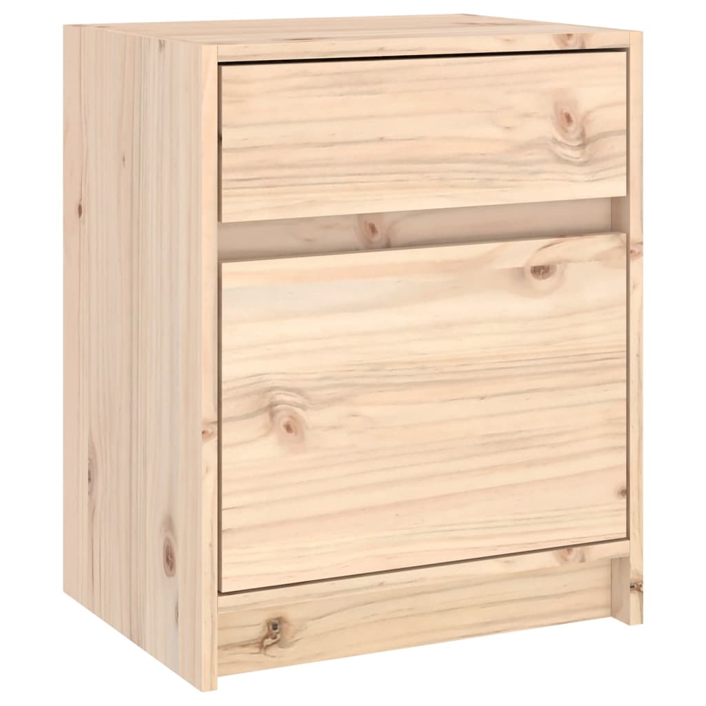 Mesita De Noche Madera Maciza De Pino 40x31x50 Cm_0